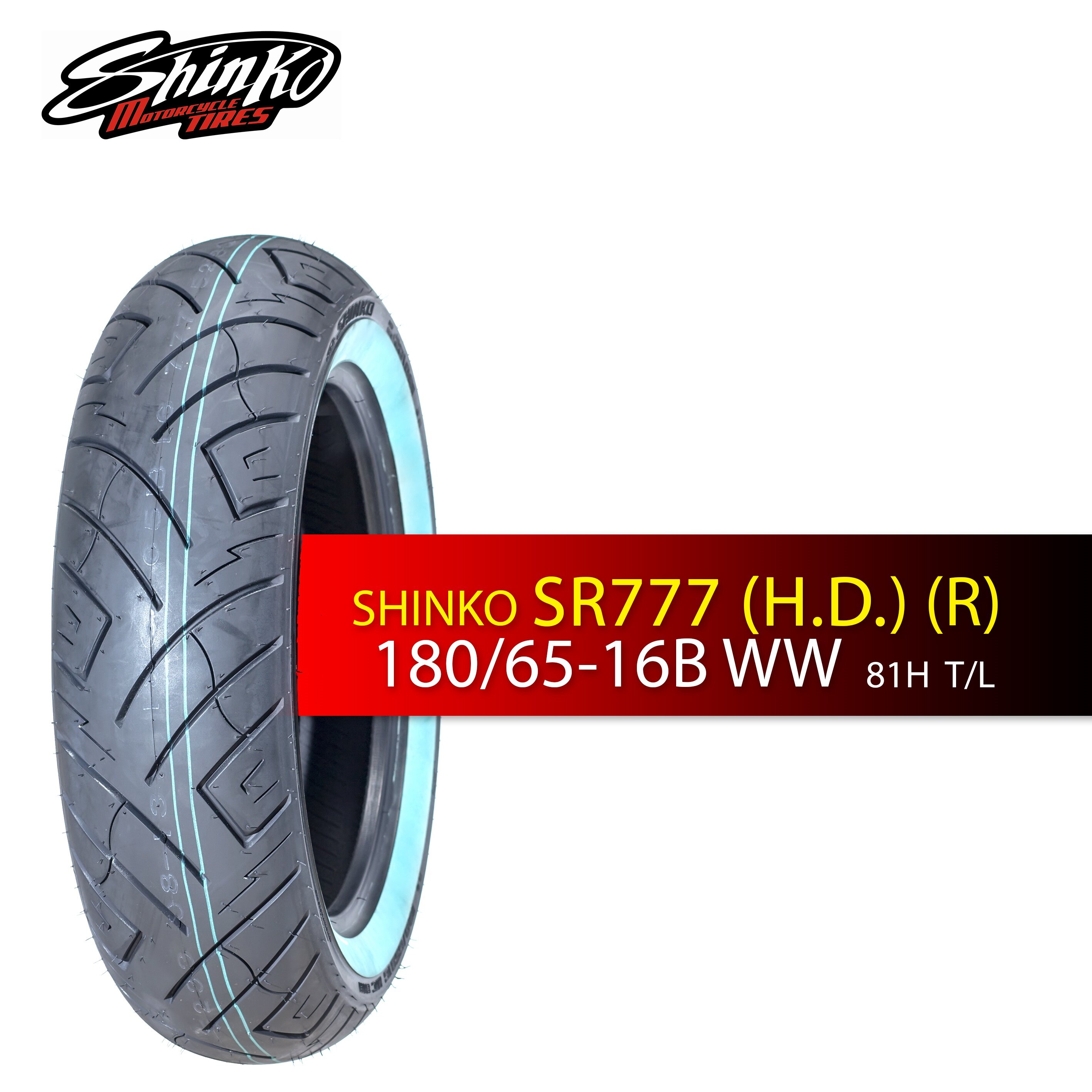 Мотошина Shinko SR777 Heavy Duty 180/65B16 81H TL WW (белобокая)