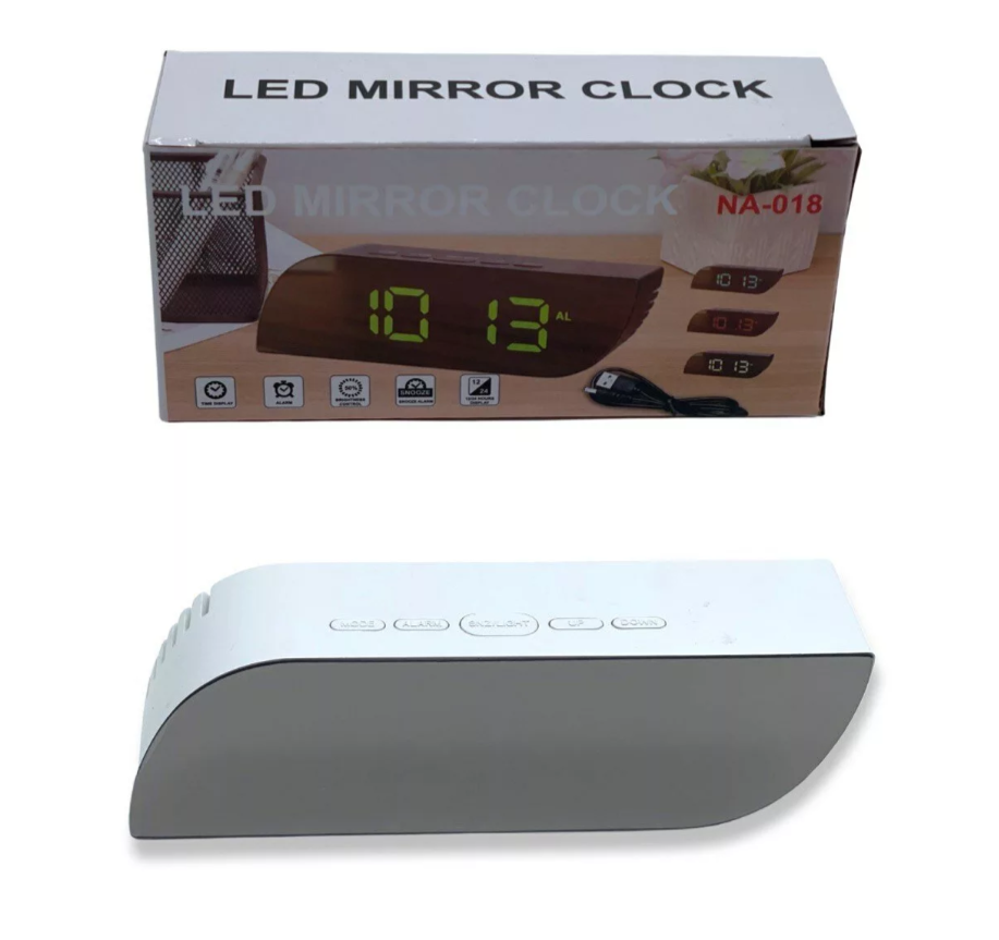 Часы зеркальные LED MIRROR NA-018 RGB свечение (белый) - фотография № 7
