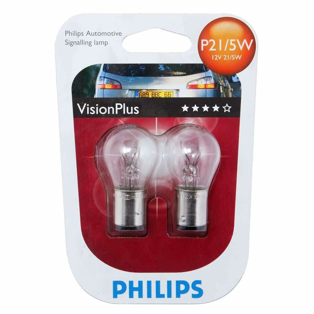 Лампа 12V P21/5W BAY15d +60% блистер (2шт.) VisionPlus, 12499VPB2, PHILIPS