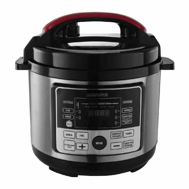 фото Мультиварка Добрыня, скороварка 1000Вт объем 5л, 10 программ нержавеющая сталь
