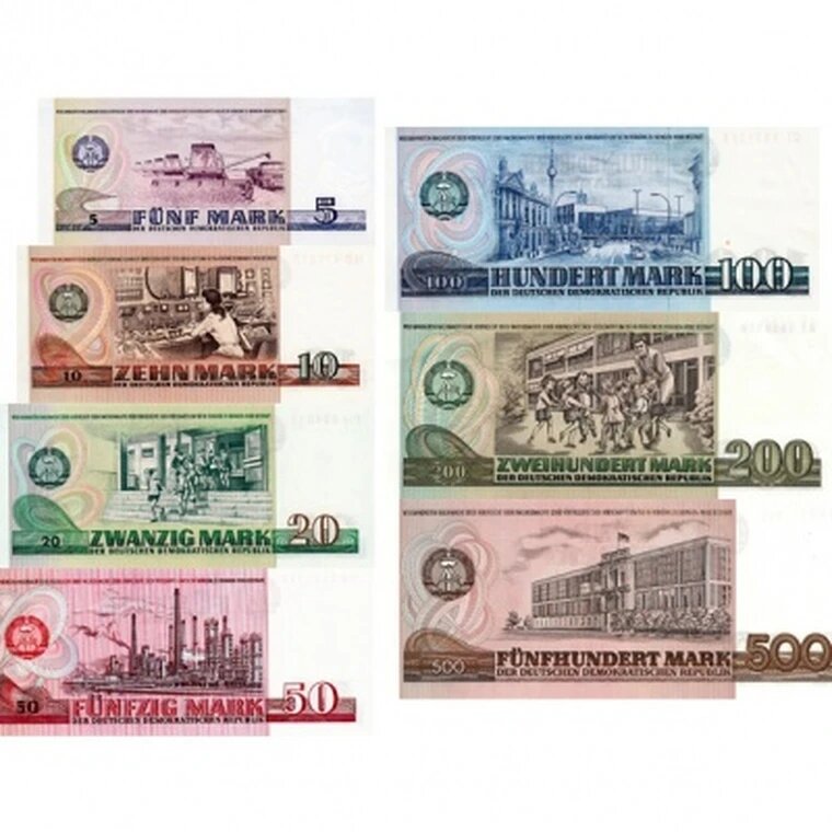 фото 5-500 марок 1971-85 набор 7 копий банкнот ГДР копия арт. 19-10206