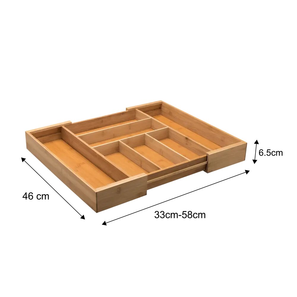 Лоток для столовых приборов 8 отсеков 33-57x46x6.5 см бамбук цвет бежевый