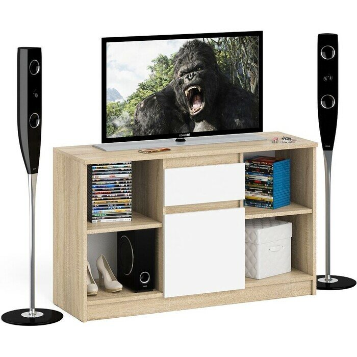 фото Тумба ТВ СВК Мори МТВ1204.1, цвет дуб сонома/белый (1025963)