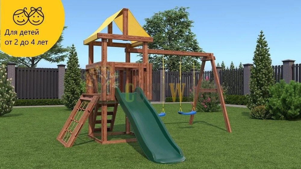 Детская деревянная игровая площадка CustWood Junior Color JC6 - безопасный игровой спортивный комплекс