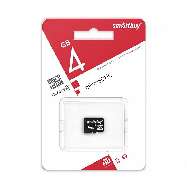 Карта памяти SmartBuy microSDHC 4GB class4