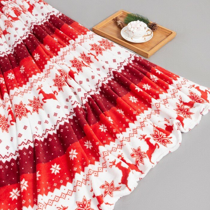 фото Плед Этель "Новогодний олень" 150*200 см,100% п/э, корал-флис 220 гр/м2