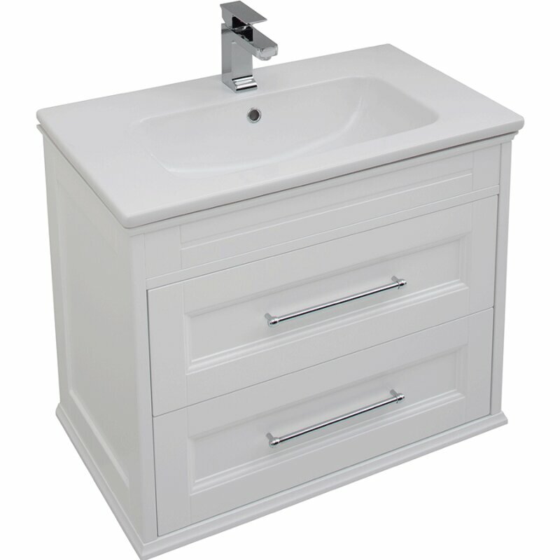 Комплект мебели для ванной Aquanet Бостон 80 210630 подвесной Белый матовый - фотография № 2