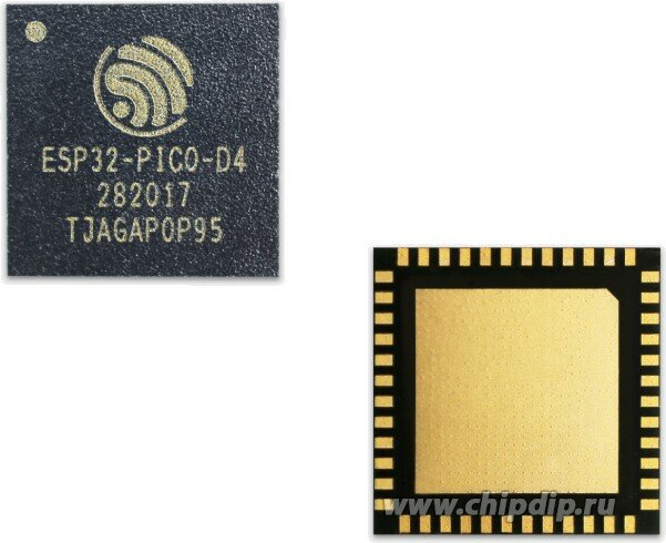 ESP32-PICO-D4, Двухъяденый 32-Бит микроконтроллер с Wi-Fi/Bluetooth, 4МБайт Flash [LGA-48, 7x7мм]