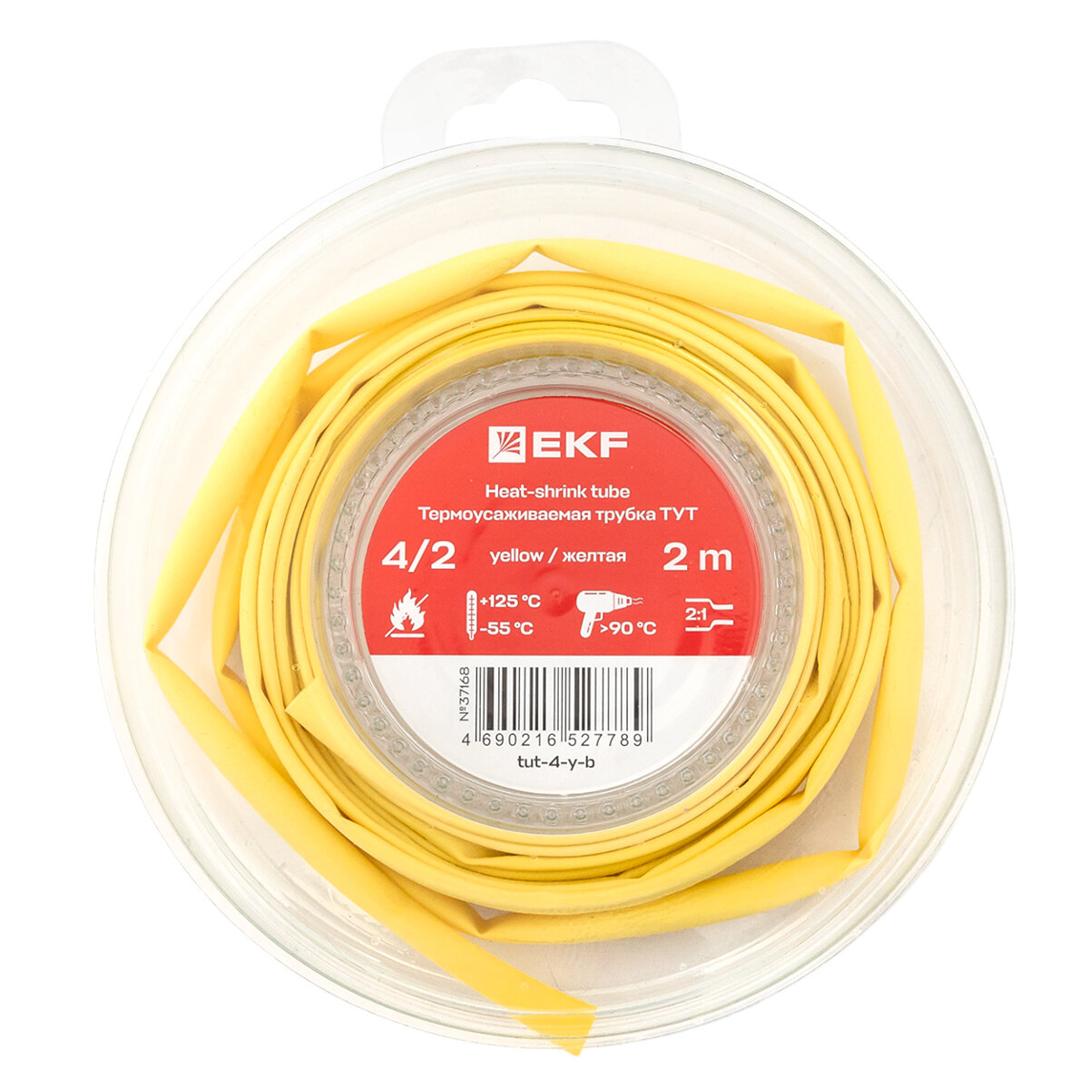 фото Термоусаживаемая трубка ТУТ нг 4-2 желтая ролик 2 м EKF
