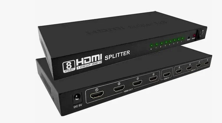 HDMI Разветвитель H139 HDMI Сплиттер на 8 выходов Делитель HDMI-сигнала (1 вход HDMI - 8 выходов HDMI)