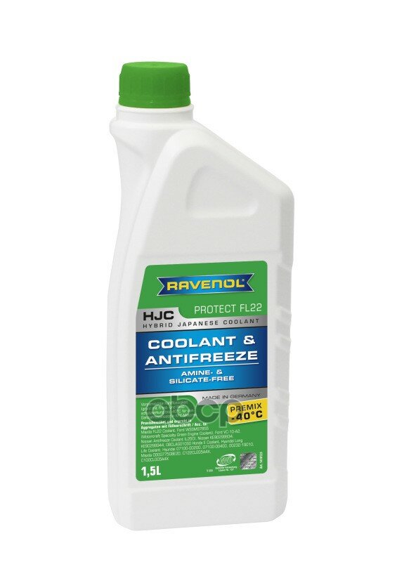 Антифриз Готовый К Прим. Зеленый Ravenol Hjc Hybrid Japanese Coolant Premix -40°c (1,5л) Ravenol арт. 141012315001999