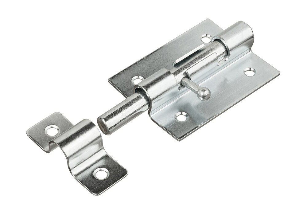 фото Задвижка дверная Кунгур ЗД-07, накладная, корпус 110х66 мм, круглый ригель, цинк (28358)