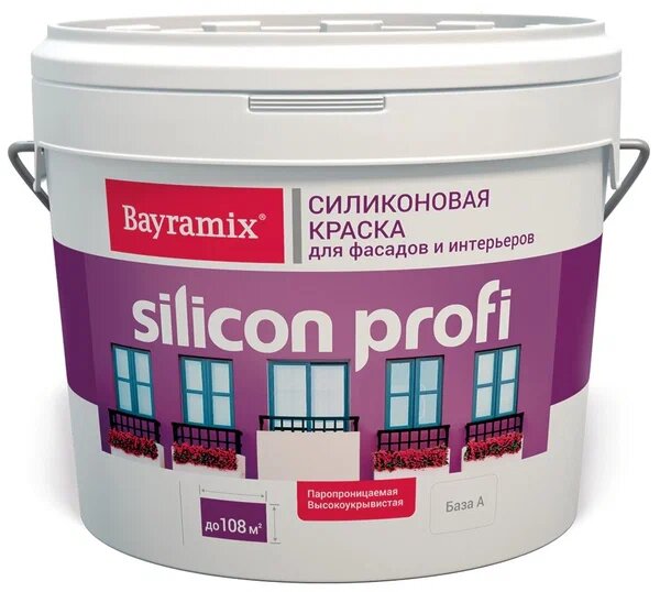 Bayramix Краска фасадная силиконовая матовая Silicon Profi База С бесцветная 12 кг / 09 л (только колеровка)