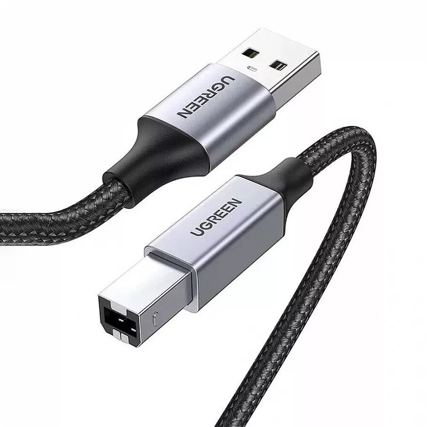 Кабель Ugreen US369 USB-A to USB-B 2.0 (15 метра) чёрный / серый космос (80802)
