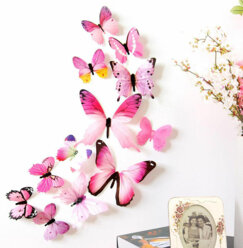 3D бабочки для декорирования помещений, Цвет Розовый