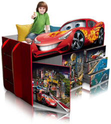 Кровать чердак детская кровать машина для мальчика «Формула 4.0» Красная - 200/85/130см