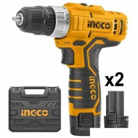 фото Дрель-шуруповерт Ingco CDLI12208 (с 2-мя АКБ, кейс)