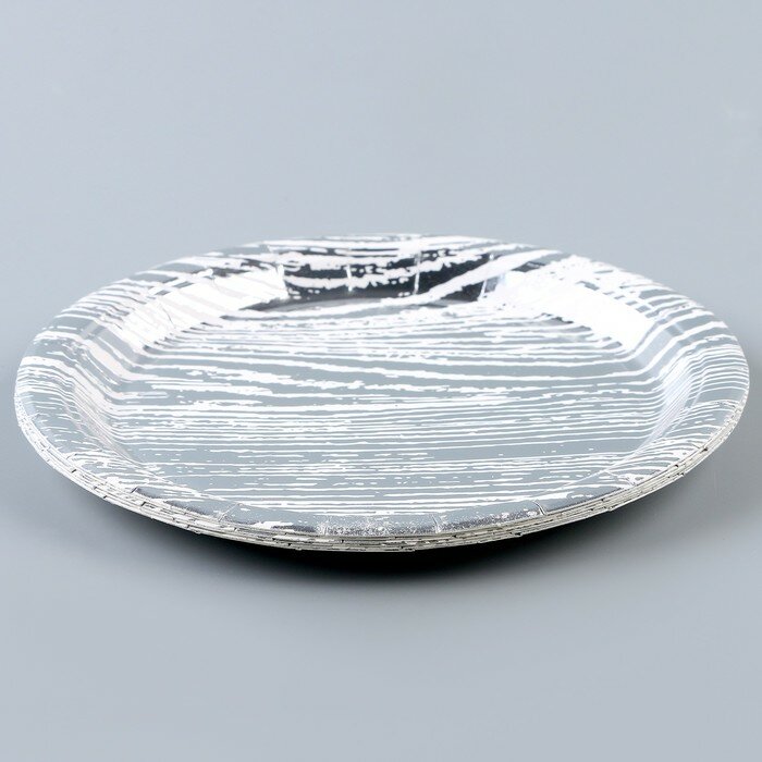 Тарелка бумажная «Полосы», в наборе 6 шт., цвет серебро - фотография № 2