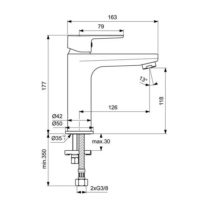 Смеситель для ванны Ideal STANDARD Cerafine О BC 554 AA рычажный