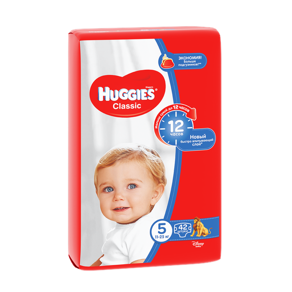 Набор из 3 штук Подгузники Huggies Classic Soft&Dry Дышащие 5 размер (11-25 кг) 42шт