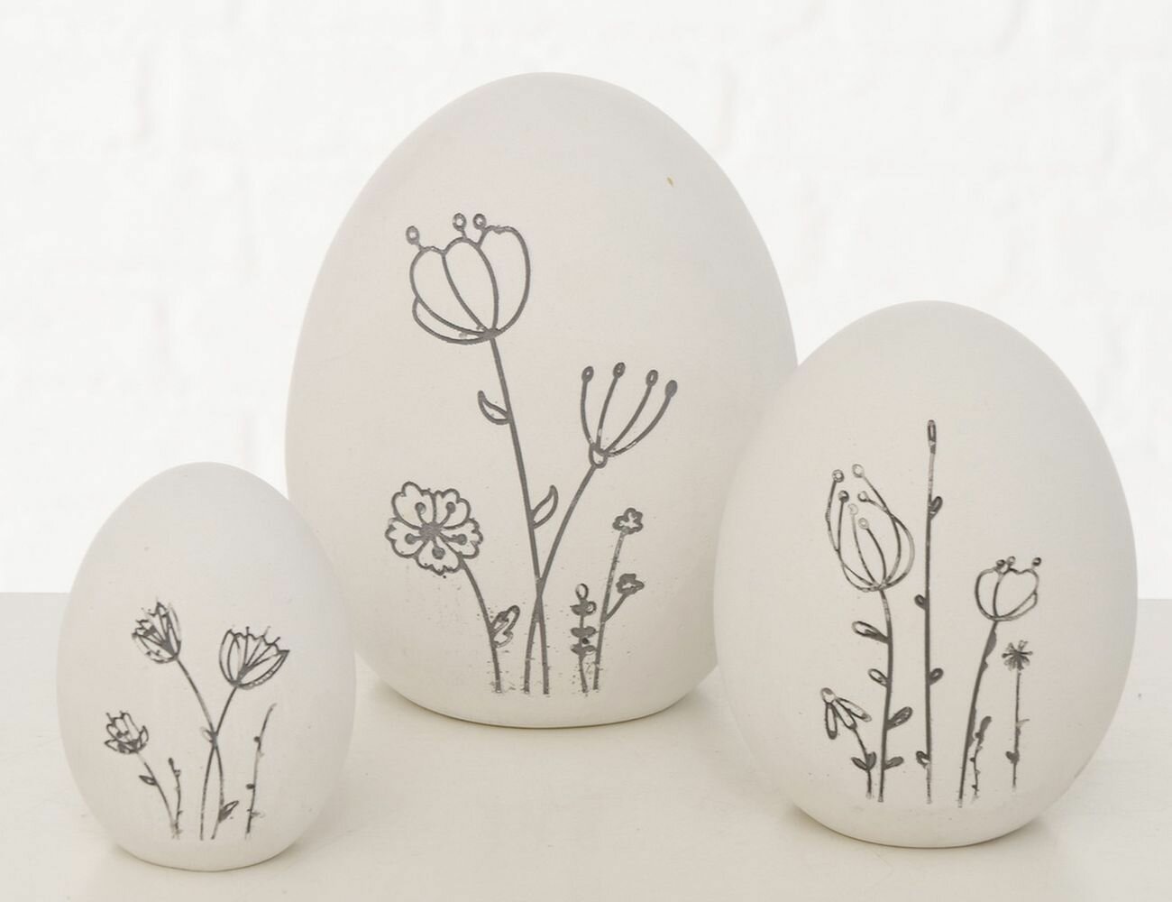 фото Декоративные фигуры, цветочный эскиз К пасхе, белый, 8-14 см, 3 шт., Boltze 2034531-1