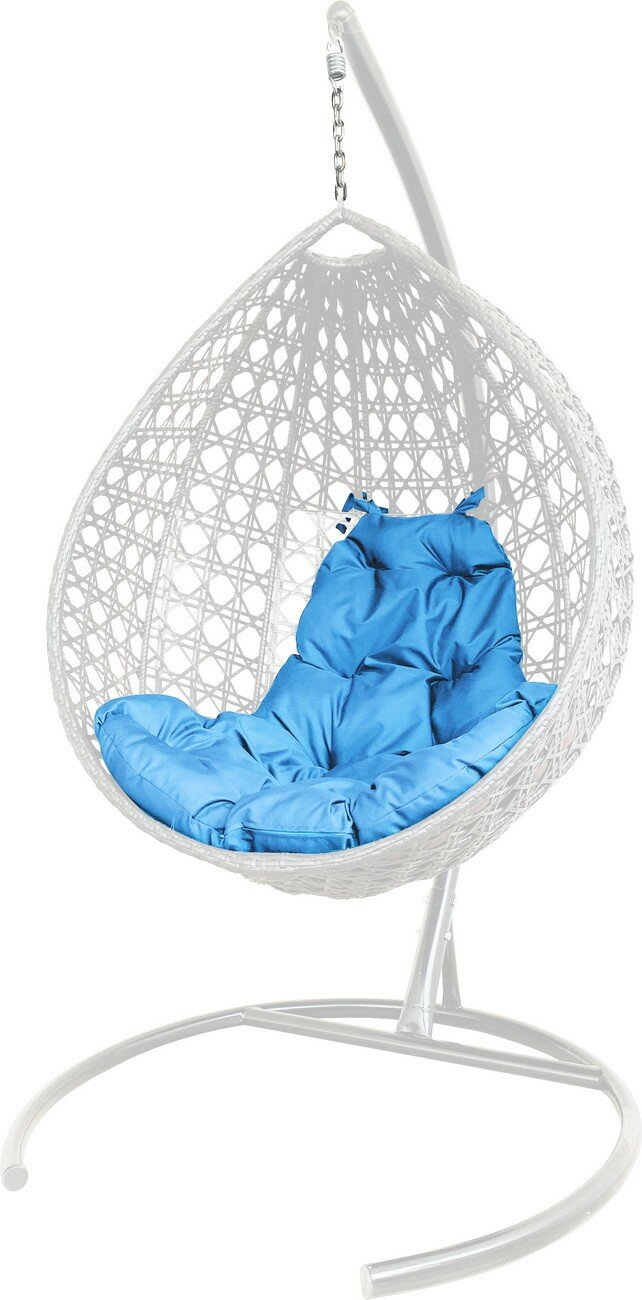 Подвесное кресло кокон"капля"люкс ротанг цвет: белый; подушка: голубой