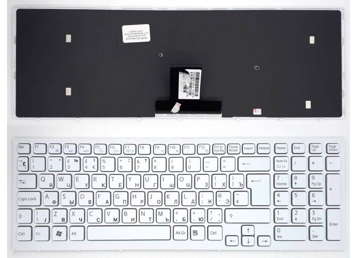 Клавиатура для ноутбука Sony Vaio VPC-EB4E1E/WI белая с рамкой