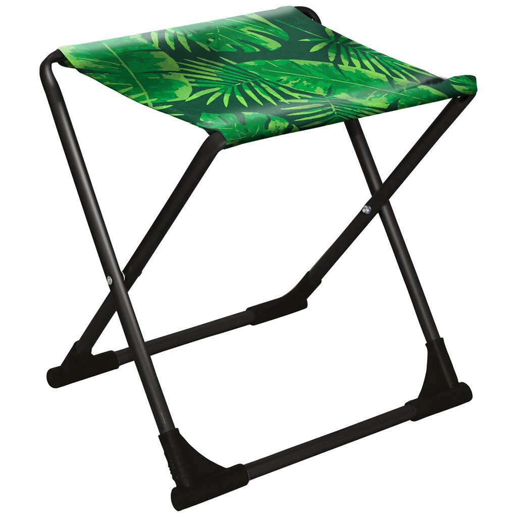 Складной стул Ника "Походный", Тропические листья на темном, 36х30х37 см, металл, водоотталкивающая ткань, до 90 кг