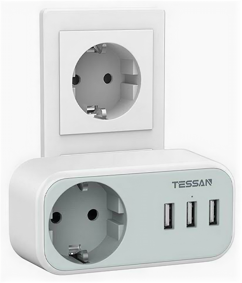 фото Сетевой фильтр TESSAN TS-329 серый