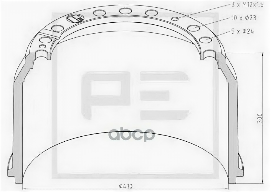 036.403-00a_торм. Барабан !410x220/234 H=300 D=298/335 N10x23 Omn Man Tga/Nl/Ng/Sl/M2000/F90/F2000 PE Automotive арт. 03640300A