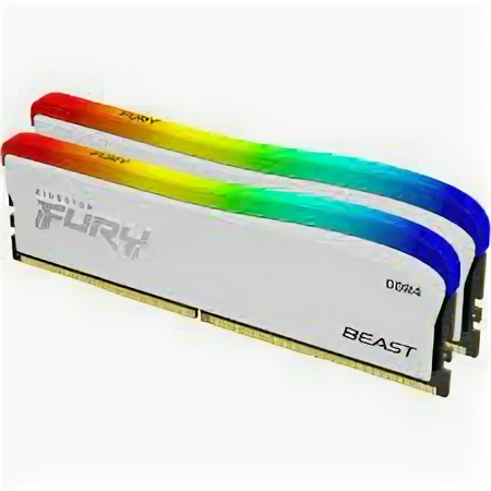 Модуль памяти DDR 4 DIMM 16Gb PC28800 3600Mhz Kingston FURY Beast White RGB SE CL17 (Kit of 2) (KF436C17BWAK2/16) (retail)