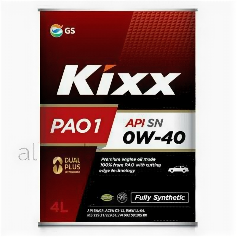 KIXX L208444TE1 Масло моторное 0W40 KIXX 4л синтетика PAO 1 API SN ACEA A3/B4/C3