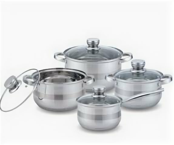 Набор посуды Kelli KL-4213 (2) Кастрюли 2,7 л, 3,7 л, 5,0 л, сотейник с крышкой 2,1л, внутри кастрюл .