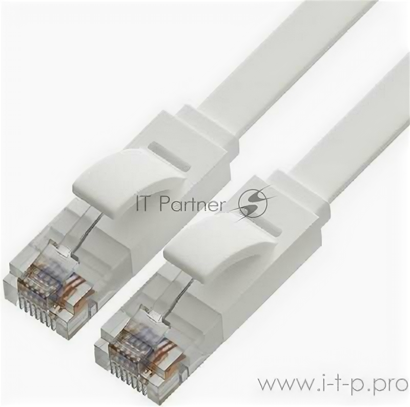 Патч-корд Greenconnect Prof плоский прямой 7.5m, UTP медь кат.6, белый, 30 Awg, ethernet high speed