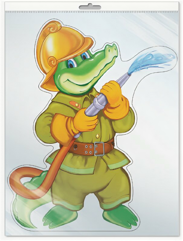Ф10302П плакат вырубной В пакете: Крокодил - пожарный (с европодвесом и клеевым клапаном).