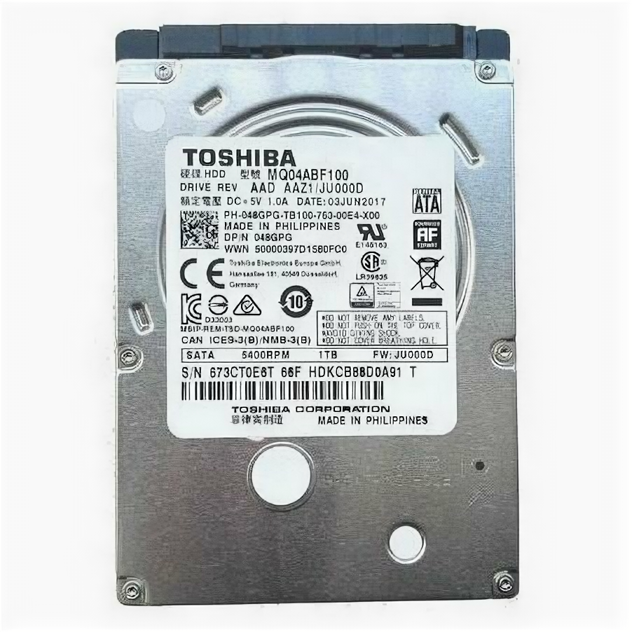 Жесткий диск 1Tb Toshiba MQ04ABF100 SATA-III (5400rpm) 128Mb 2.5"