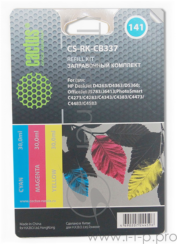 Заправочный набор Cactus CS-RK-CB337 цветной (3x30мл) HP DeskJet D4263/d4363/d5360; OfficeJet J5783 .