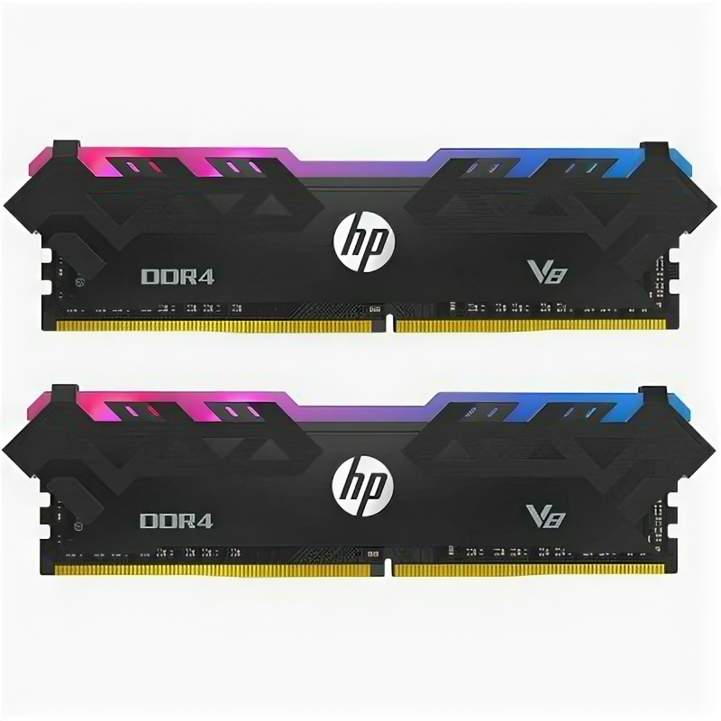 Оперативная память 16Gb (8Gbx2) HP V8 RGB 8MG02AA, DDR4, DIMM, PC25600, 3200Mhz, 16-18-18-38, с радиатором