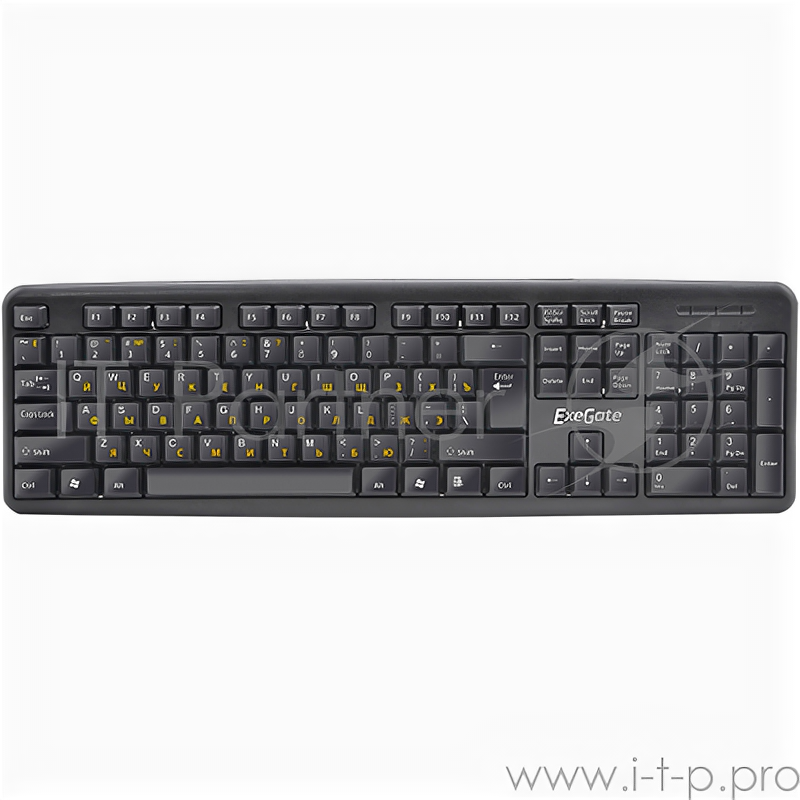 Клавиатура Exegate Ly-331l2, Usb, шнур 2,2м, черная, 104кл, Enter большой, Color box .