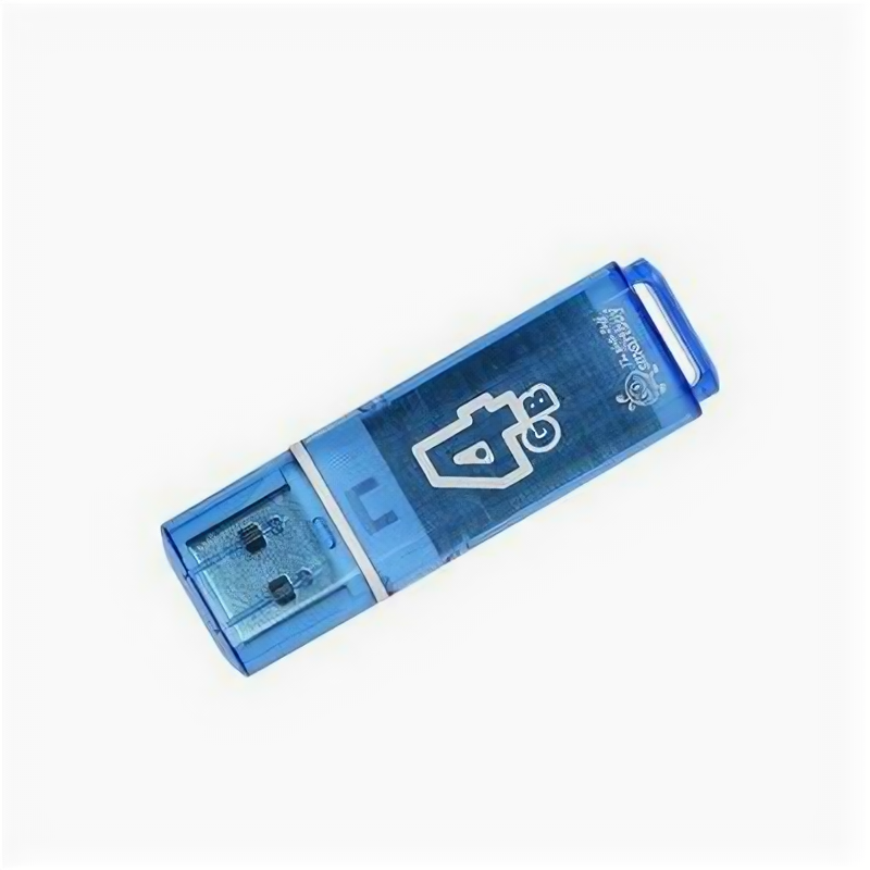 Флешка Smartbuy Glossy, 4 Гб, USB2.0, чт до 25 Мб/с, зап до 15 Мб/с, синяя Smartbuy 1322793