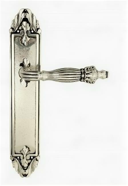 Дверная ручка Venezia "OLIMPO" на планке PL90 натуральное серебро + черный
