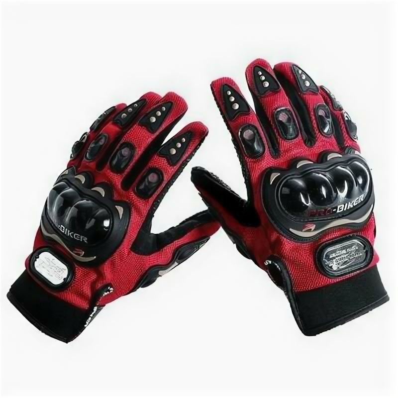 Перчатки для езды на мототехнике, с защитными вставками, пара, размер L, красный 3734851 .