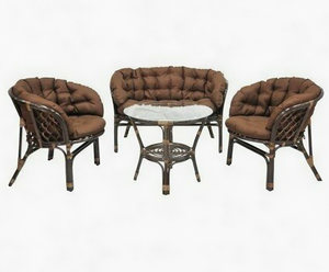 Комплект кофейный багама S (стол+2 кресла+диван, подушка твил)