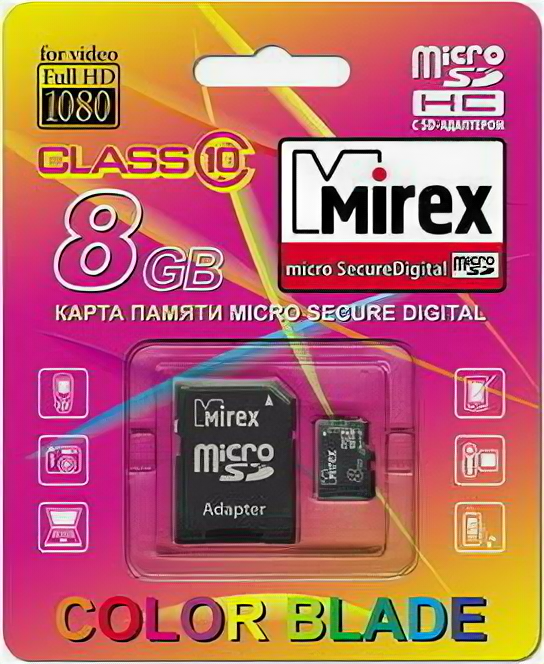 Память microSD 8Gb Mirex 13613-AD10SD08 .