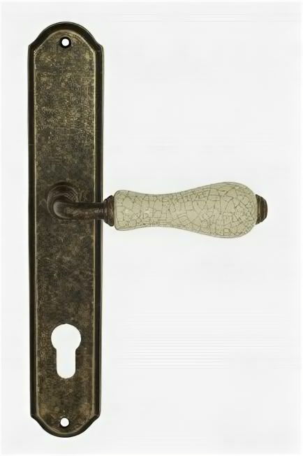 Дверная ручка Venezia "COLOSSEO" белая керамика паутинка CYL на планке PL02 античная бронза