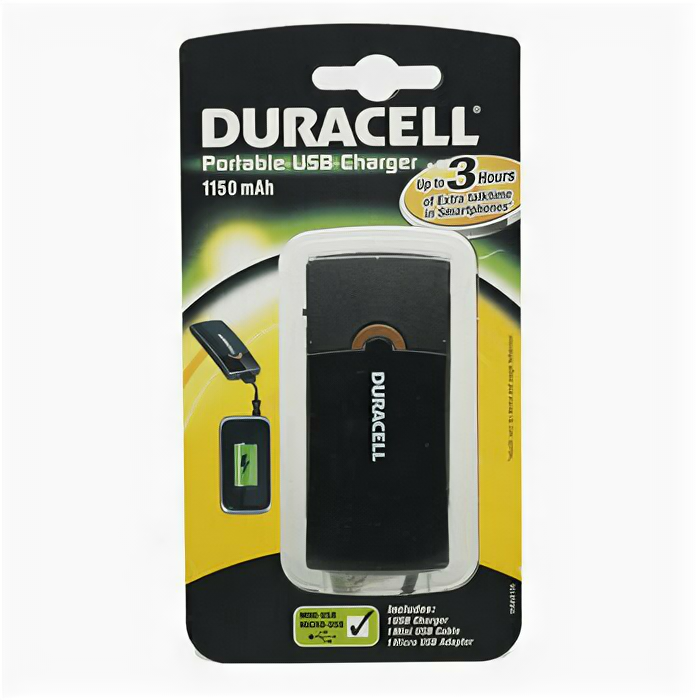 USB portable charger, 3часа, 1150mAh Duracell