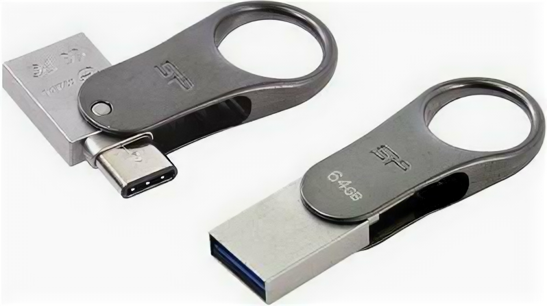 Флешка USB SILICON POWER Mobile C80 16Гб, USB3.1, серебристый и черный [sp016gbuc3c80v1s] - фото №1