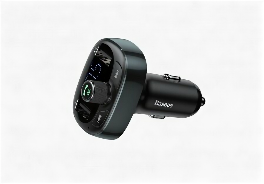 Автомобильное зарядное устройство BASEUS T typed S-09, 2USB, 3.4A, серый, дисплей Bluetooth, FM