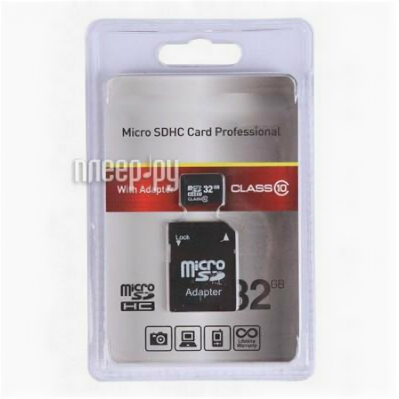 Карты памяти 32Gb - Exployd Micro Secure Digital HC Class10 Ex032gcsdhc10-ad с переходником под SD ( .