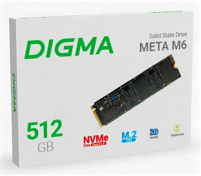 Накопитель SSD DIGMA PCI-E 4.0 x4 512Gb DGSM4512GM63T Meta M6 M.2 2280